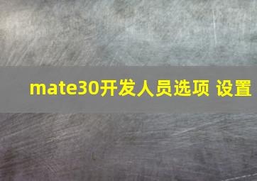 mate30开发人员选项 设置